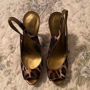 Guess Cheetah Platform Heels